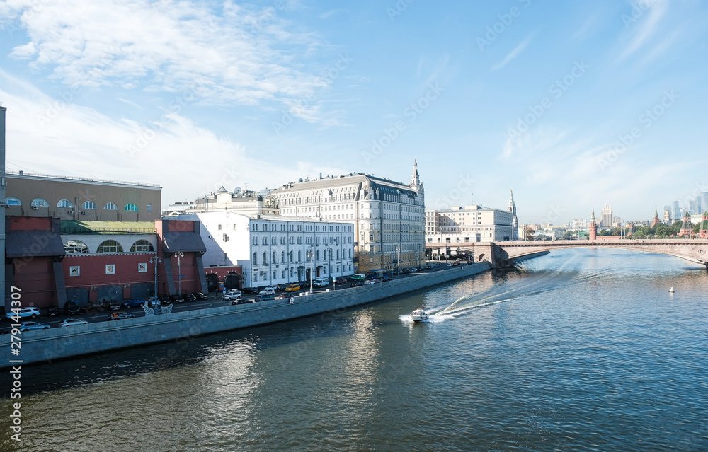 Embankment of the Moscow river, Moscow river in the city center
