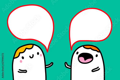 Psychotherapy analysis session. Patient and doctor talking, cute cartoon people