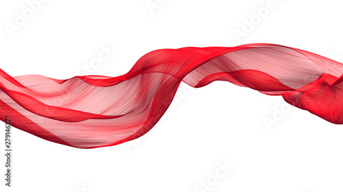 Fabric Flowing Cloth Wave, Red Waving Silk Flying Textile, 3d rendering
