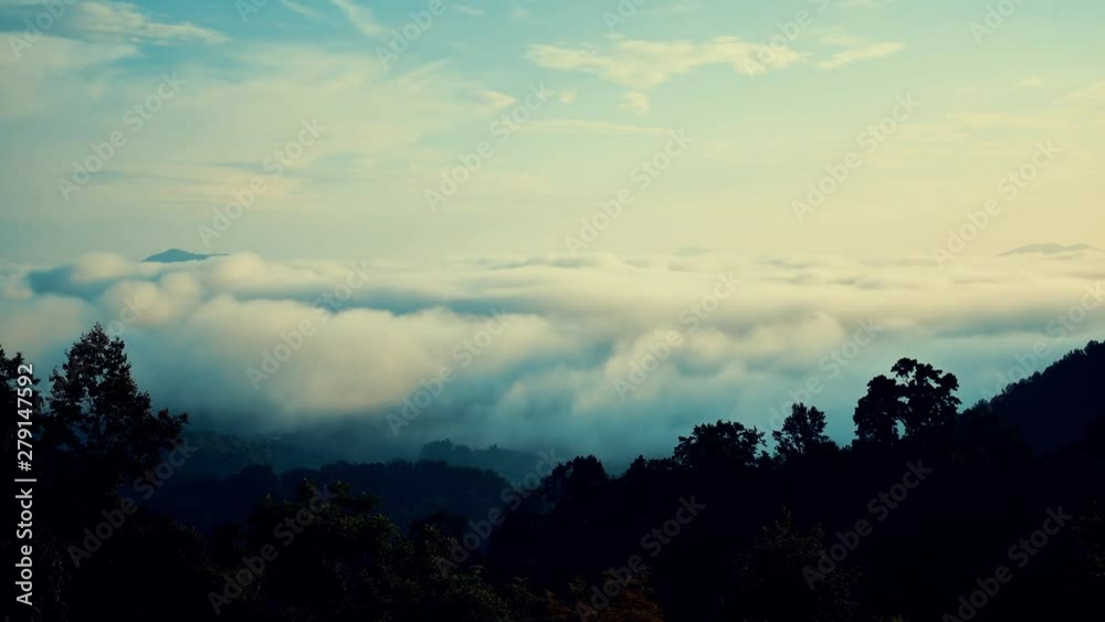 Time Lapse of fog rolling through the valley of the Great Smokey Mountains in Waynesville North Carolina, and engulfing the camera. Time Lapse of fog rolling through the valley of the Great Smokey Mountains in Waynesville North Carolina, and engulfing the camera.