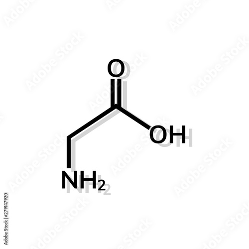 Glycine chemical formula on white background