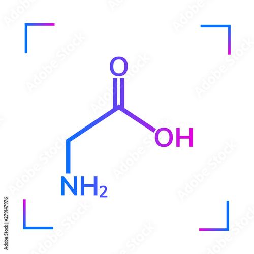 Glycine chemical formula on white background