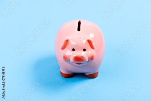 Piggy bank adorable pink pig close up. Accounting and family budget. Finances and investments bank. Bank deposit. More ideas for your money. Financial education. Piggy bank symbol of money savings