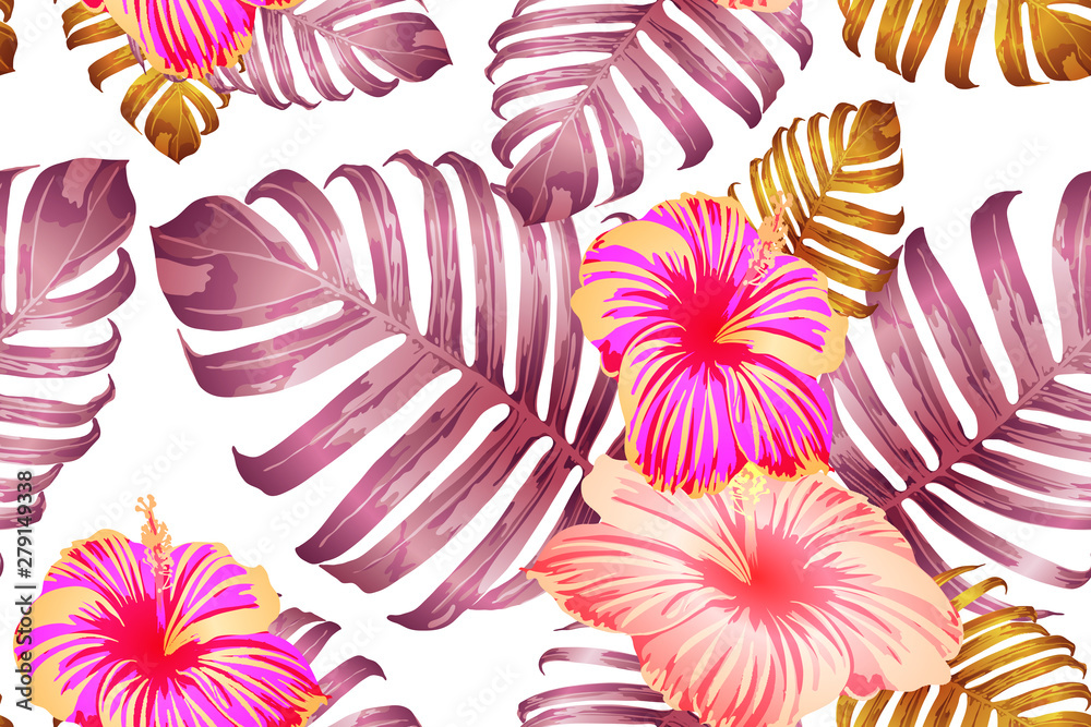 Pink red exotic pattern.
