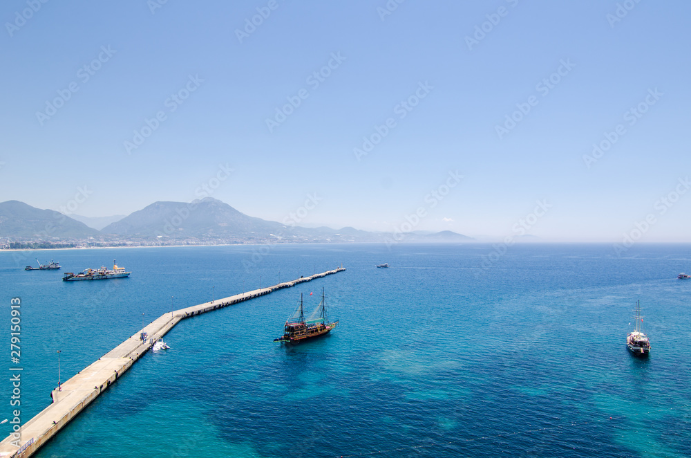 View of Alanya harbour in Antalya;Turkey. View of Alanya harbour in Antalya;Turkey.