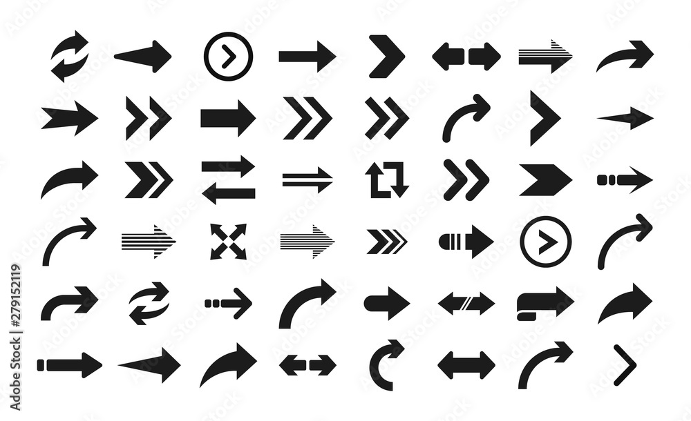 Arrow icon. Big set of vector flat arrows. Collection of concept arrows for web design, mobile apps, interface and more. - obrazy, fototapety, plakaty 