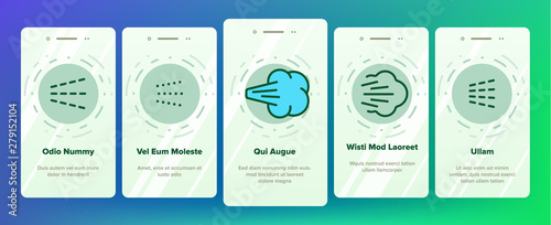 Water, Steam, Liquid Spray Vector Onboarding Mobile App Page Screen. Letting Water, Air Through Pulverizer. Sprinkler Distributing Drops Of Liquid Lineart Design. Spraying Smoke, Steam Illustration