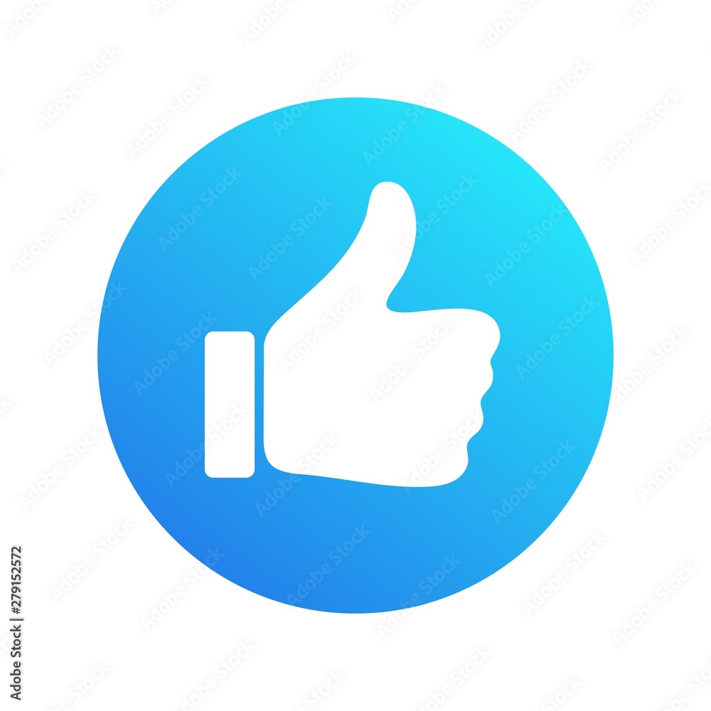Thumb up icon. Vector like icon, inscribed in gradient blue circle. Ready like  button for website and mobile app. Stock Vector | Adobe Stock