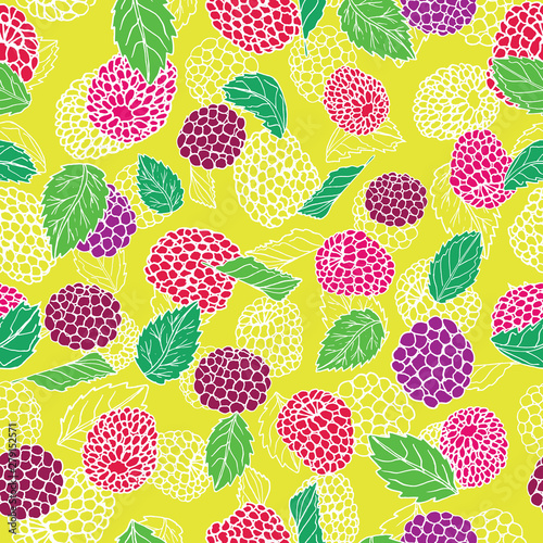 Colorful berries seamless pattern background design. Summer fruit berry print. © KaliaZen