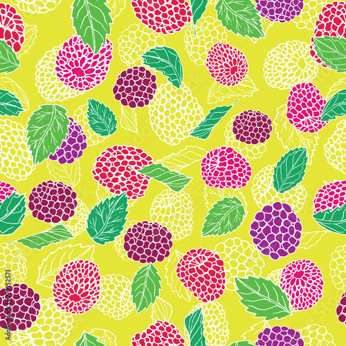 Colorful berries seamless pattern background design. Summer fruit berry print.