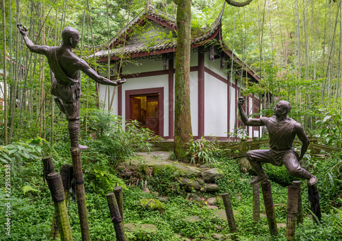 The Landscape of the Three Churches in the Foothills of Emei Mountain in China photo