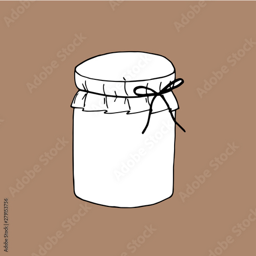 Set of colored hand drawn vector illustration. Set of pickle jars with vegetables. Set with tinned vegetables.