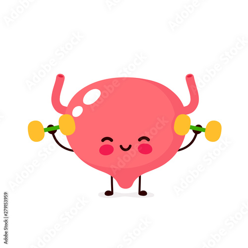 Cute happy smiling bladder doing exercises photo
