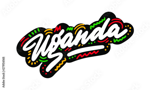 Uganda Creative Text Handwritten Font Design Vector Illustration.