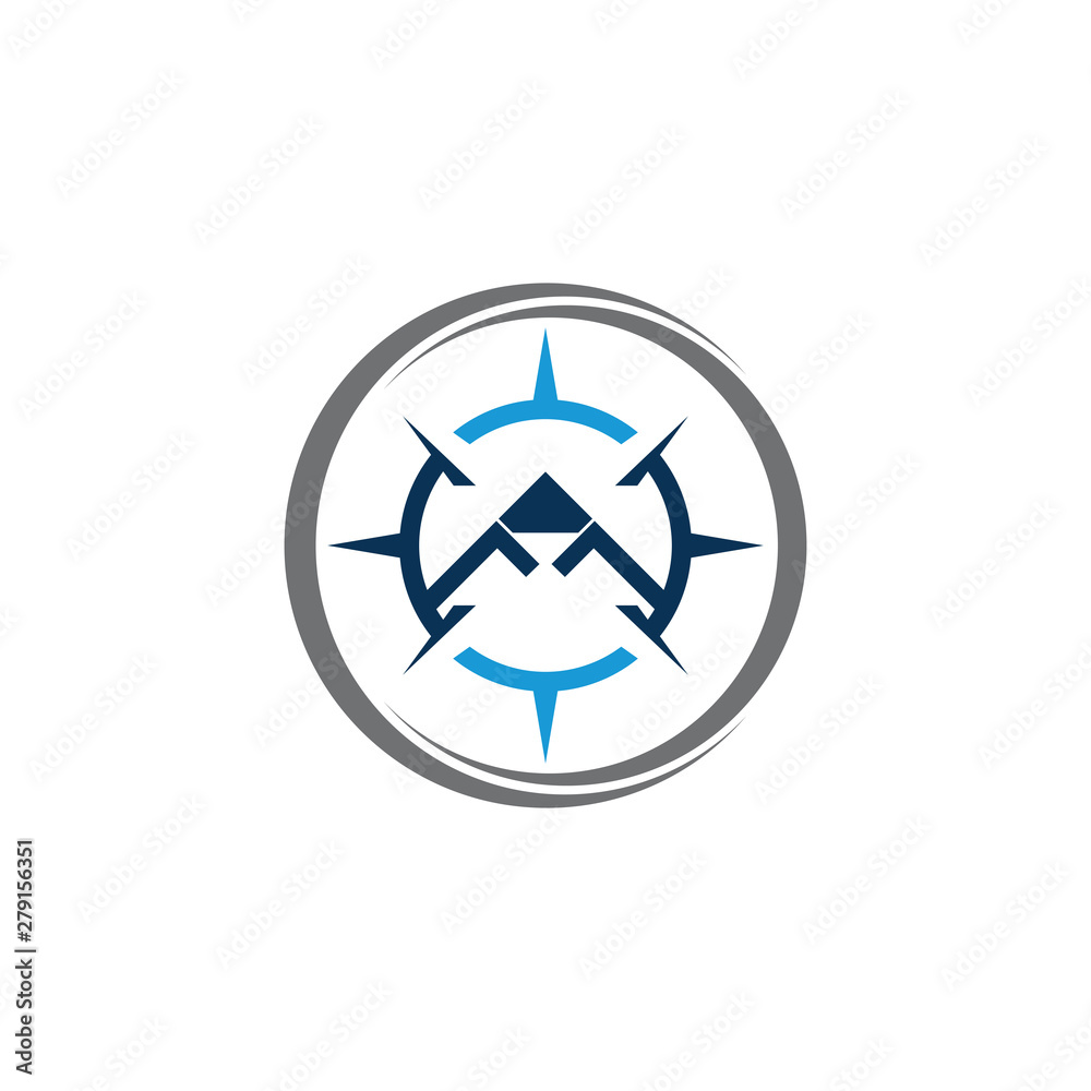 Mountain adventure logo design. Compass icon symbol Mountain adventure logo design. Compass icon symbol