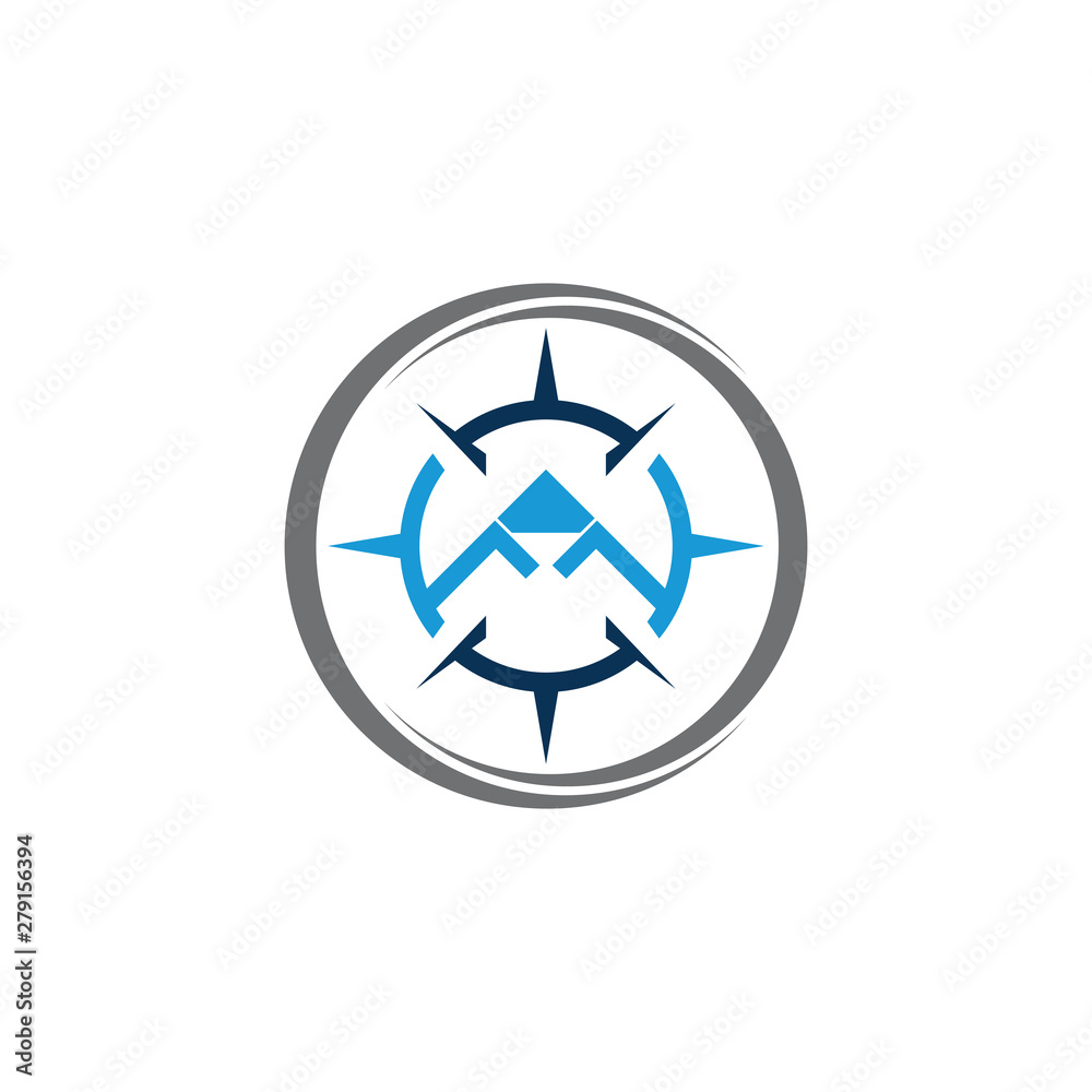 Mountain adventure logo design. Compass icon symbol Mountain adventure logo design. Compass icon symbol