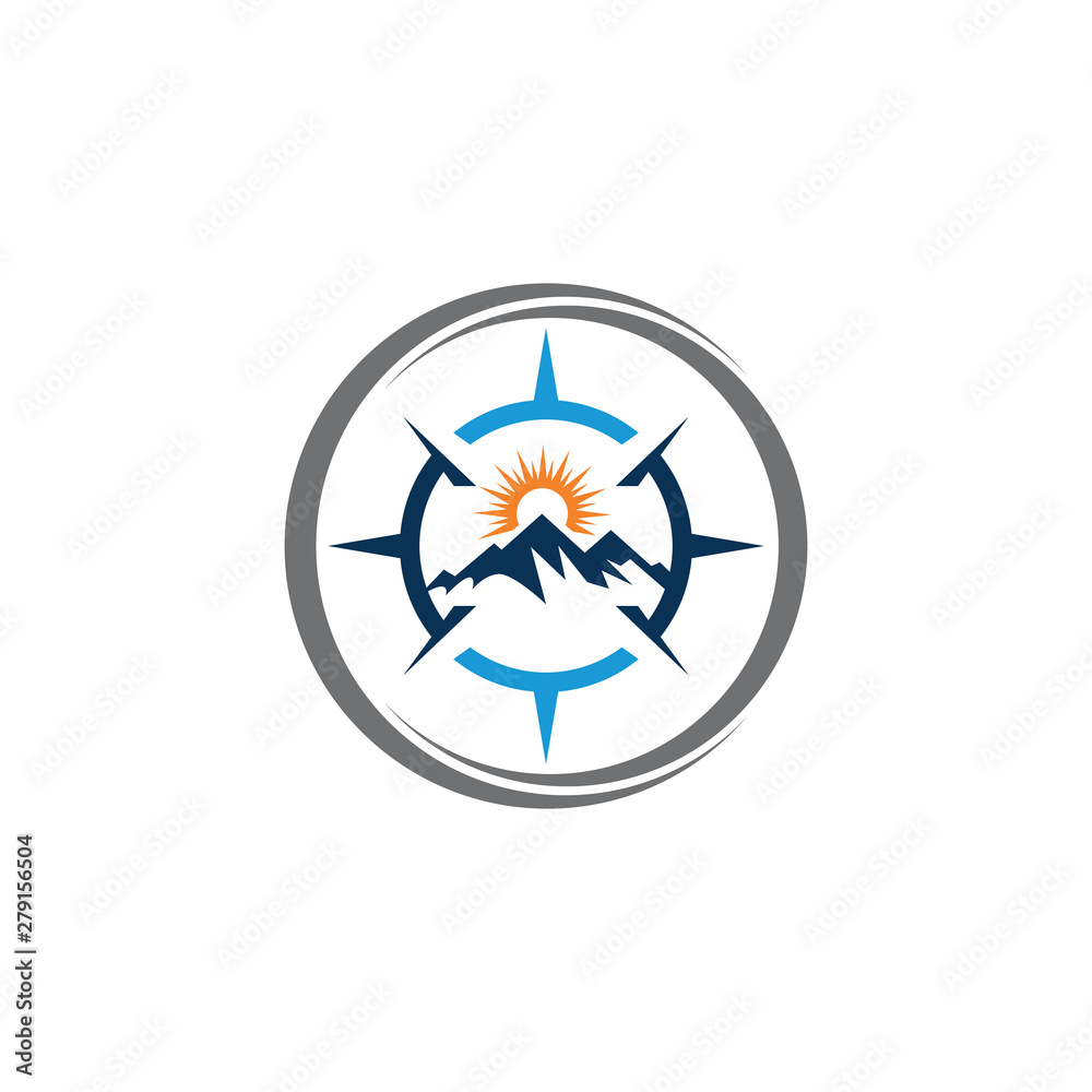 Mountain adventure logo design. Compass icon symbol Mountain adventure logo design. Compass icon symbol