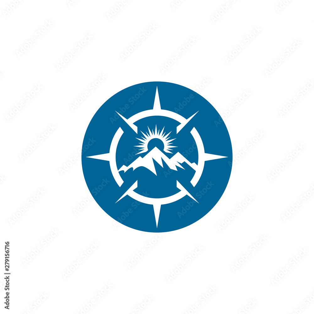 Mountain adventure logo design. Compass icon symbol Mountain adventure logo design. Compass icon symbol