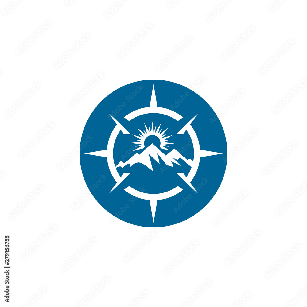 Mountain adventure logo design. Compass icon symbol Mountain adventure logo design. Compass icon symbol
