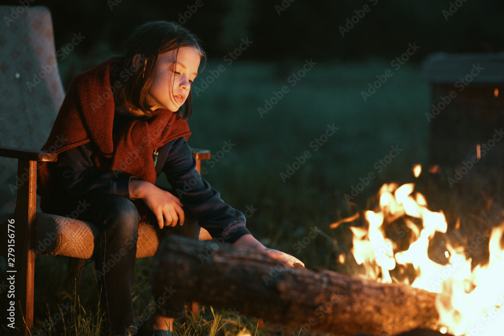 Fototapeta premium man sitting on fire