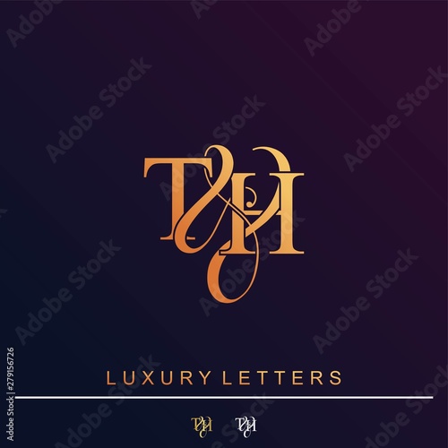 T & H TH logo initial vector mark. Initial letter T & H TH luxury art vector mark logo.
