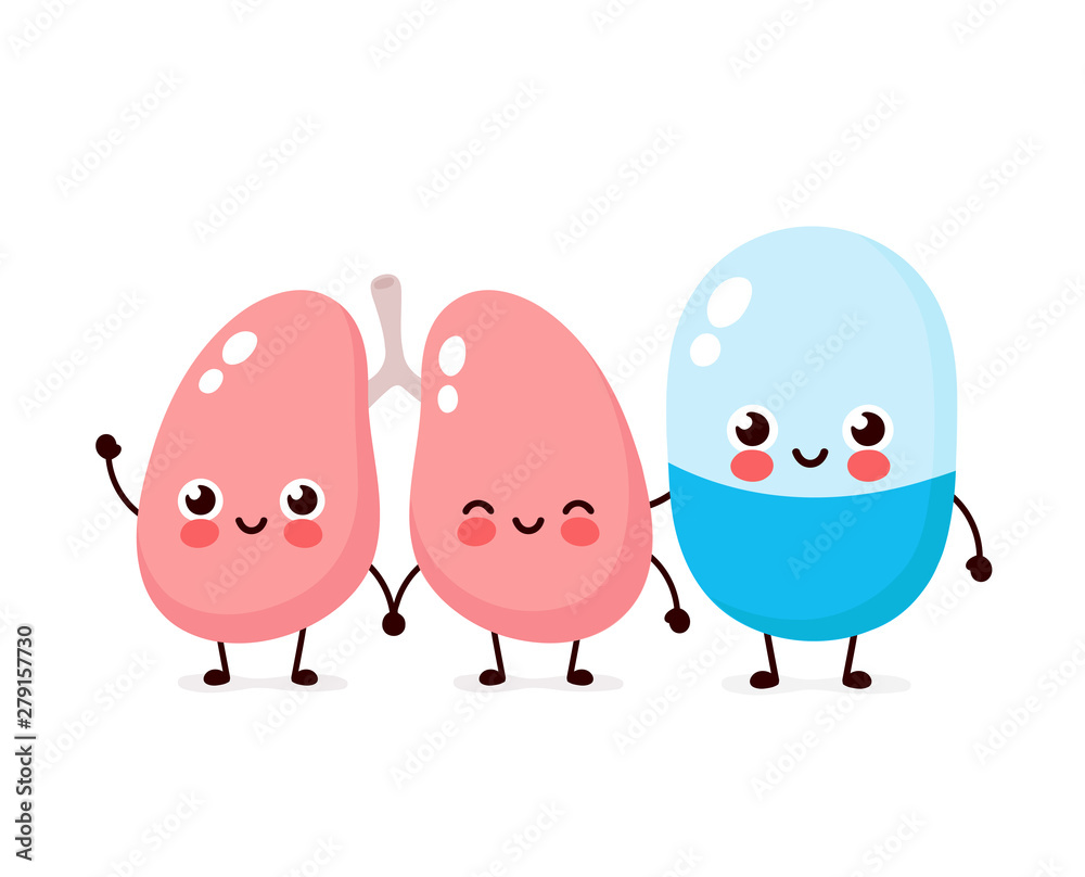 Cute strong happy smiling pill and lungs Cute strong happy smiling pill and lungs