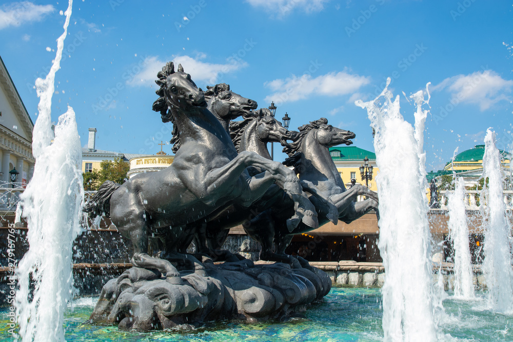 Water fountain near Kremlin, Moscow, Russia