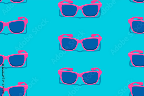 Modern colorful Summer sunglasses seamless pattern. Vector pop art background illustration
