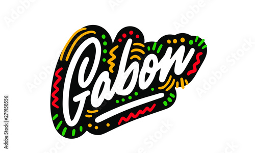 Gabon Word Text with Handwritten Design Vector Illustration. © visio