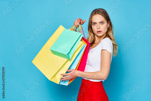 young woman with shopping bags