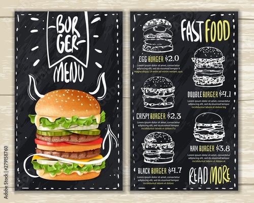 Realistic burger menu