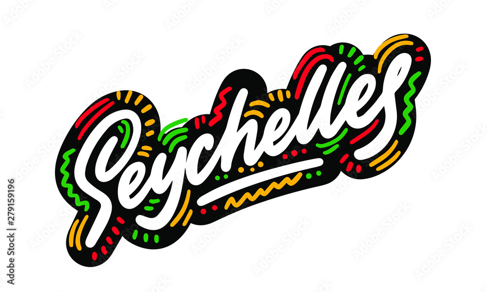 Seychelles. Isolated vector illustration is perfect for t shirts, cups, cards, posters.