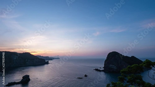 港 海 夕陽 タイムラプス