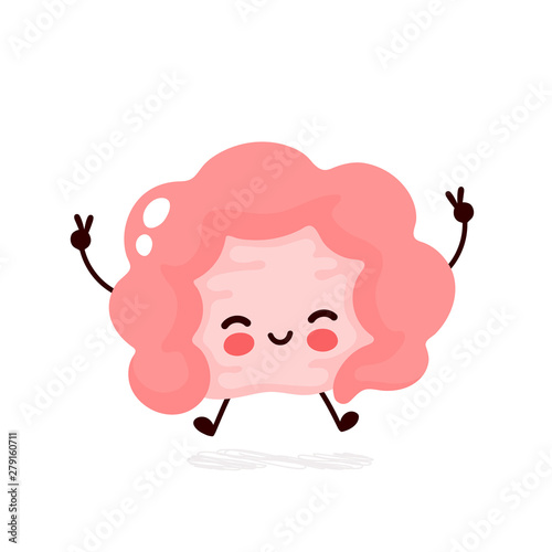 Cute happy smiling intestine character