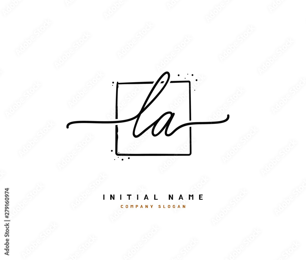 L A LA Beauty vector initial logo, handwriting logo of initial signature, wedding, fashion, jewerly, boutique, floral and botanical with creative template for any company or business.