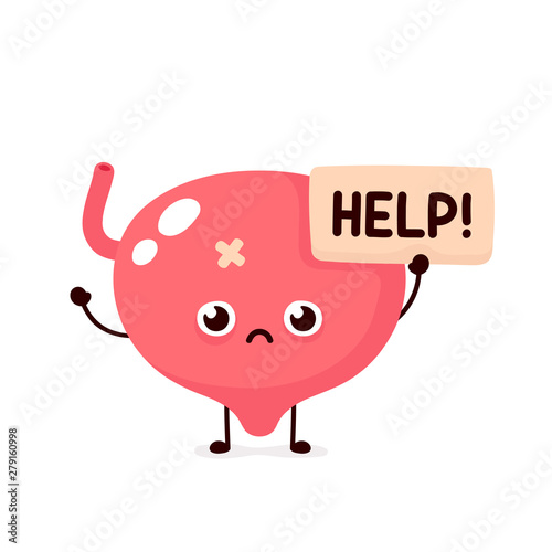 Sad suffering sick cute human bladder