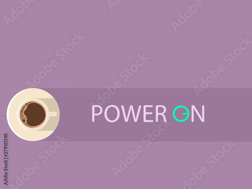 Top view of coffee cup on purple background.