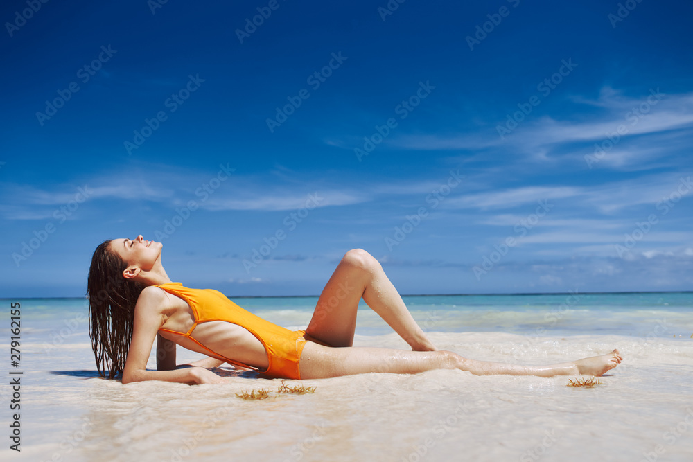 woman in bikini on beach