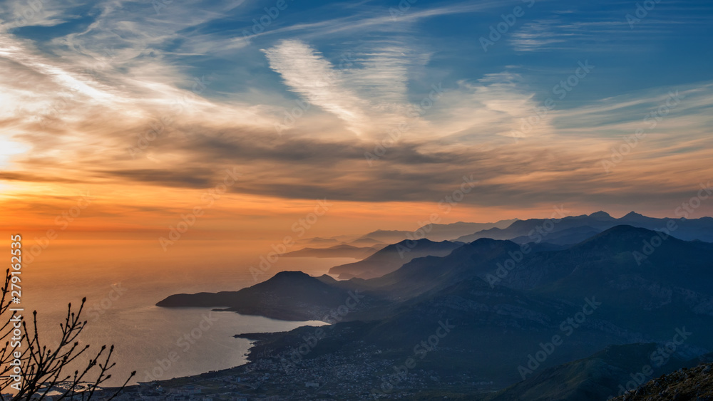 sunset in mountains