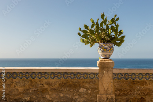  Sciacca ceramics with prickly pear cactus, Sicily, Italy
