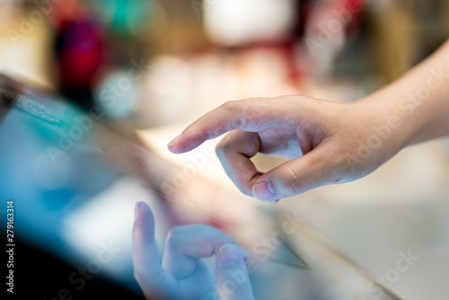 Businessman hand working on tablet