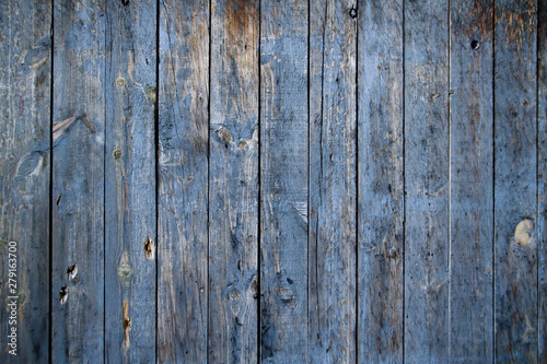 Old blue wooden planks wall background