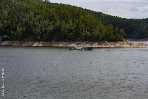 View of the Krasnoyarsk reservoir. Krasnoyarsk Sea.