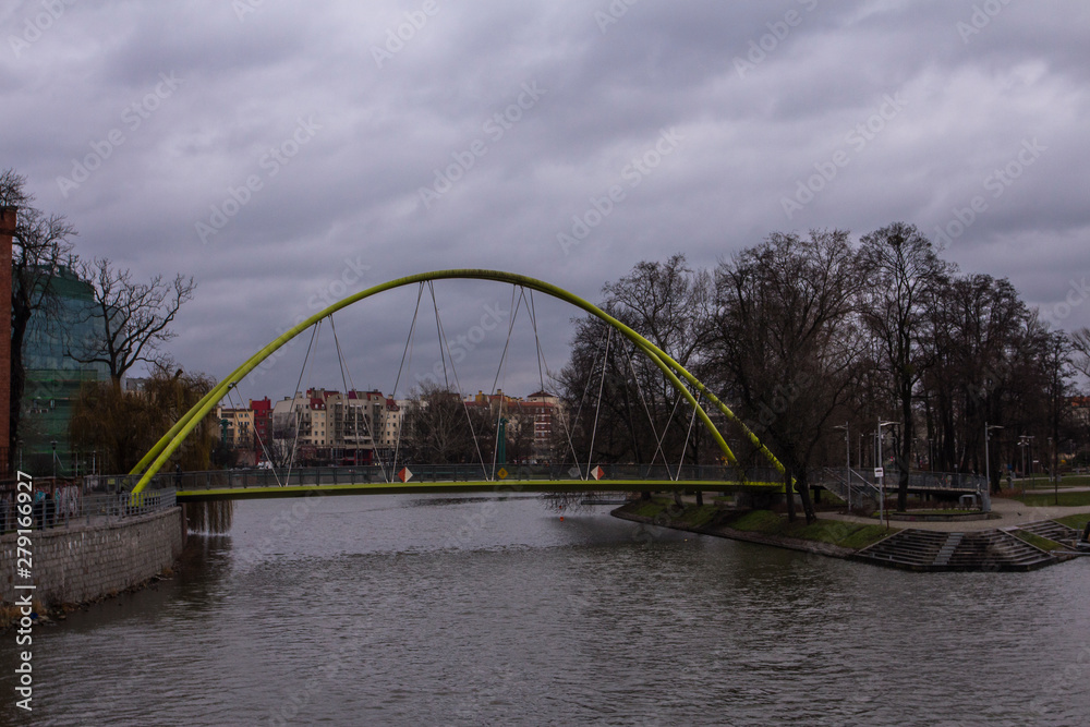 Fototapeta premium A modern bridge over the Oder River in Wroclaw. Poland