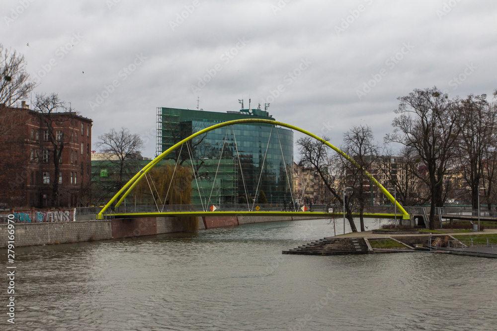 Fototapeta premium A modern bridge over the Oder River in Wroclaw. Poland