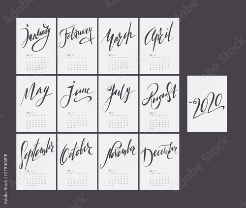 Lettering calendar for 2020