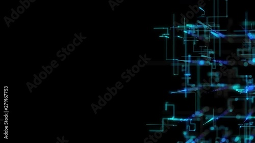 3D illustration, 3D rendering, abstract geometric background, Blue Line and Bokeh technology, architectural design chart, Big Data connection
