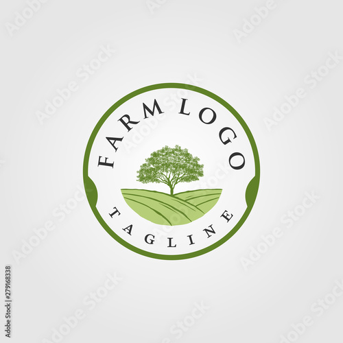 vintage farm with tree logo designs