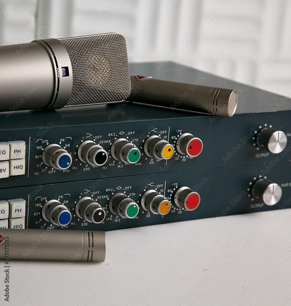 Vintage Microphone Preamp and Microphone Stock Photo Adobe Stock