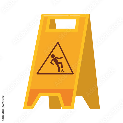 Cleaning wet floor sign isolated symbol